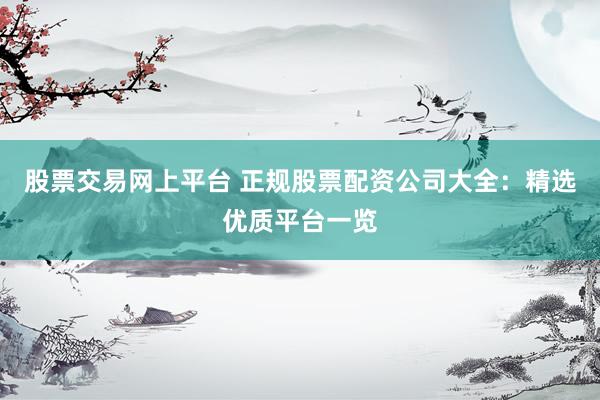 股票交易网上平台 正规股票配资公司大全：精选优质平台一览