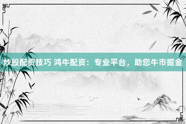 炒股配资技巧 鸿牛配资：专业平台，助您牛市掘金