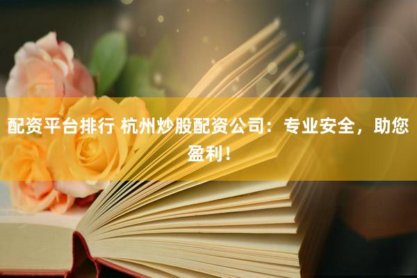 配资平台排行 杭州炒股配资公司：专业安全，助您盈利！