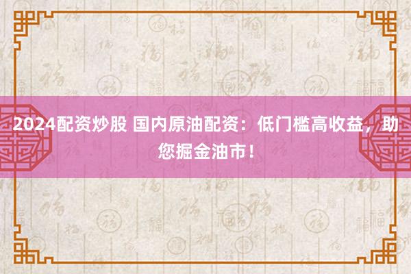 2024配资炒股 国内原油配资：低门槛高收益，助您掘金油市！