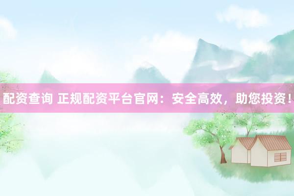 配资查询 正规配资平台官网：安全高效，助您投资！