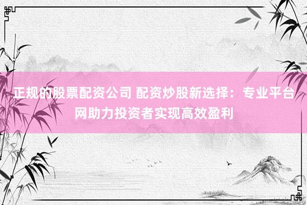 正规的股票配资公司 配资炒股新选择：专业平台网助力投资者实现高效盈利