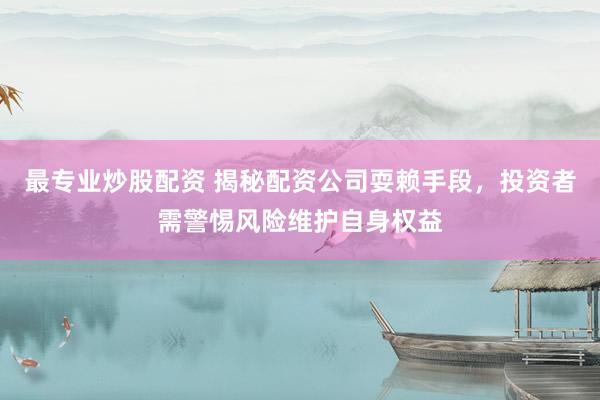 最专业炒股配资 揭秘配资公司耍赖手段，投资者需警惕风险维护自身权益