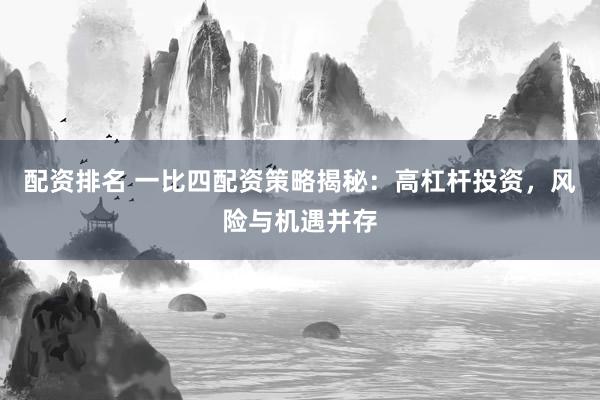 配资排名 一比四配资策略揭秘：高杠杆投资，风险与机遇并存
