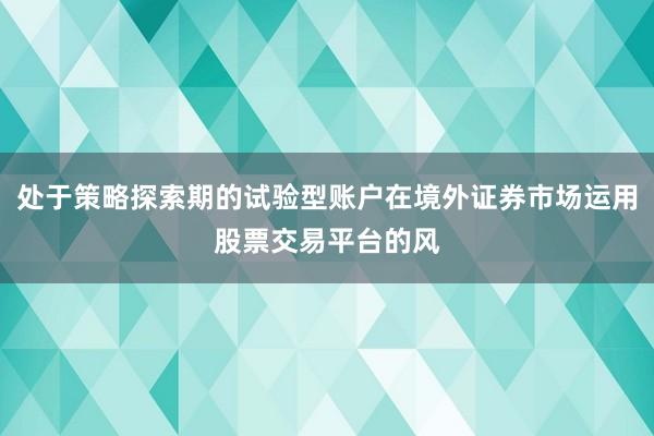处于策略探索期的试验型账户在境外证券市场运用股票交易平台的风