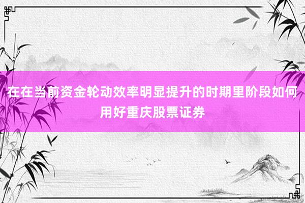 在在当前资金轮动效率明显提升的时期里阶段如何用好重庆股票证券